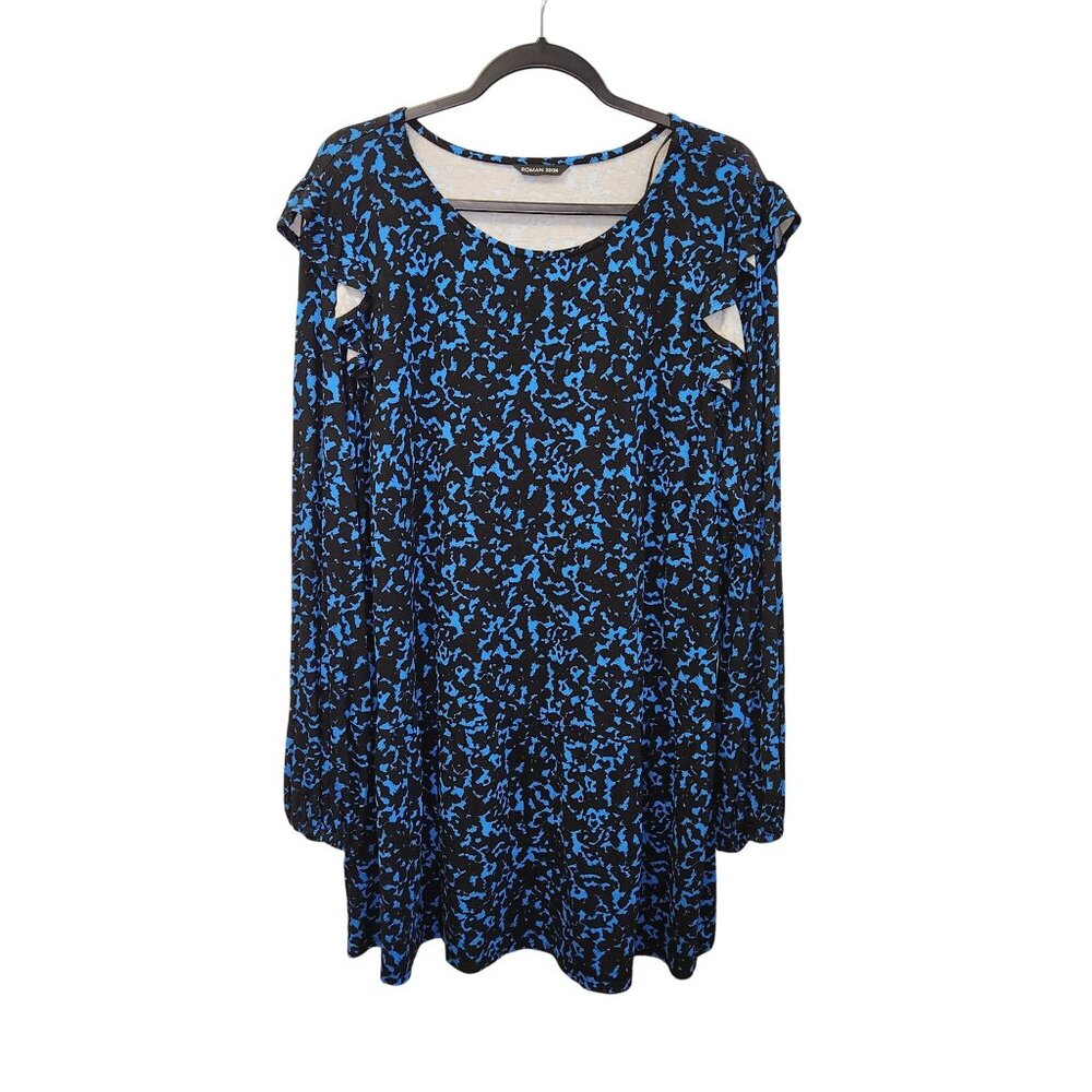 Roman Curve Womens Blue & Black Top Size 22/24 Viscose Blend 3739